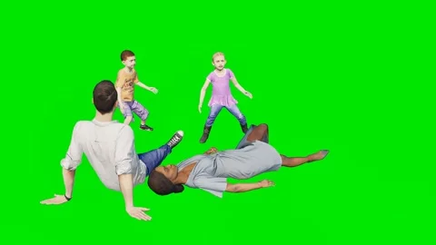 Casual people sitting down and talking set on a 3d animated green screen Video stock 329596887