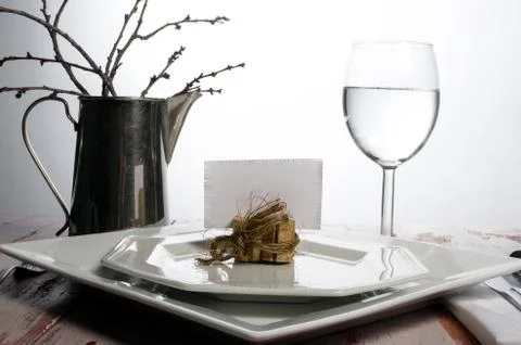 Casual rustic place setting Stock Photos