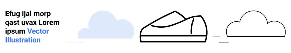 Casual Shoe and Cloud Vector Elements with Placeholder Text for Design Contex Stock Illustration