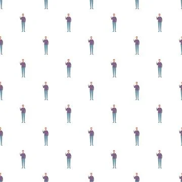 Casual style man pointing hand up seamless pattern Stock Illustration