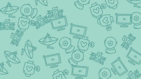 Casual Tech World Doodle Frames in Motion. Stock Footage 325013377