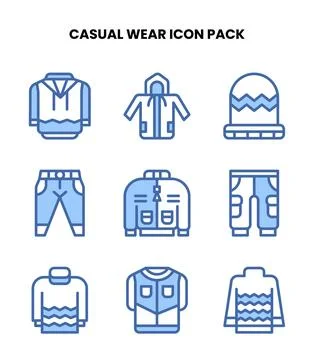 Casual Wear Two Colour Bundle Icons Pack Stock Illustration