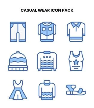 Casual Wear Two Colour Bundle Icons Pack Stock Illustration