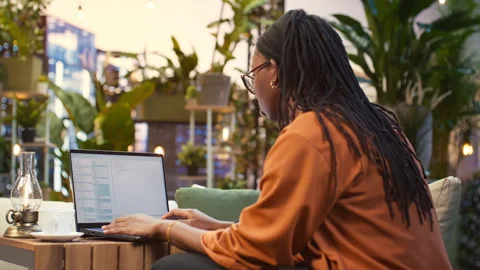 Casual woman displaying source code and programming language Stock Footage 348723825