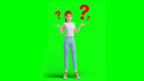Casual Woman Questioning Something While Standing in Green Background Stock Footage 330718649