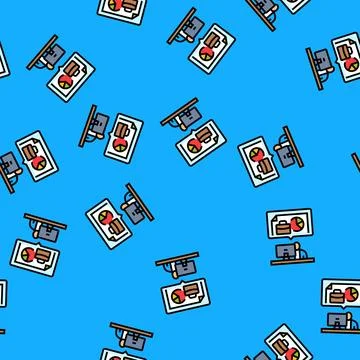 Casual worker flexible schedule vector seamless pattern Stock Illustration