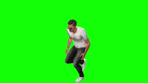 Casual young man dancing with expressive moves on green screen chromakey Stock Footage 328639363