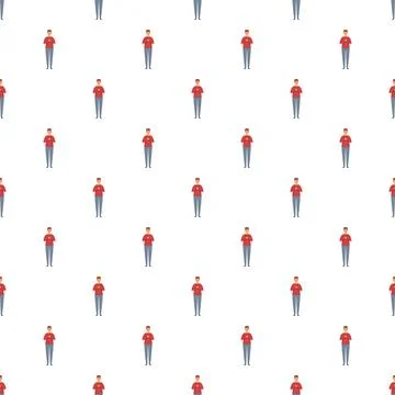 Casual young man standing repeating seamless pattern イラスト素材