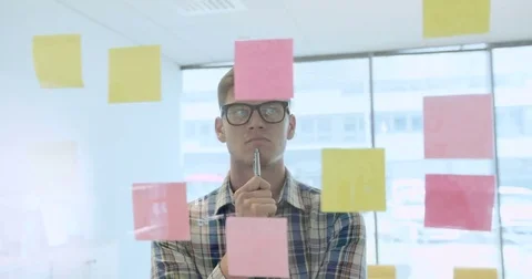 Casual young man thinking about new ideas Video stock 69168411