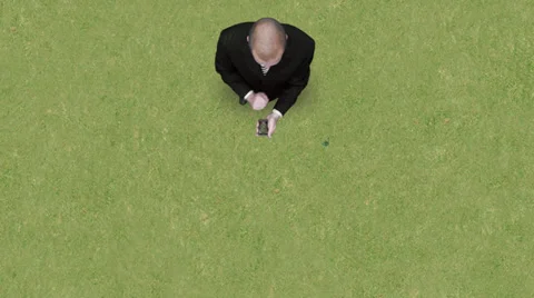Casually dressed man uses a walkway between the exteriors of two business 스톡 동영상 32723699