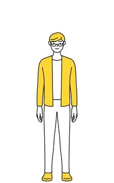 A casually dressed young man, standing Illustrazione stock