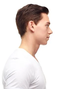 Casually handsome. A cropped profile of an expressionless young man, isolated on Stock Photos