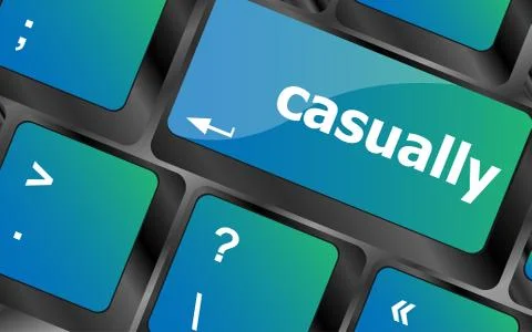 Casually word on keyboard key, notebook computer button Stock Illustration