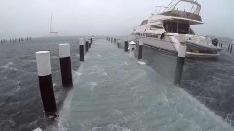 Cat 5 Hurricane Dorian storm surge Bahamas Stock Footage 118660669