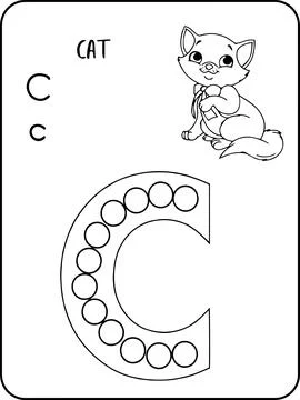 Cat abc animals dot markers activity Pages Stock Illustration