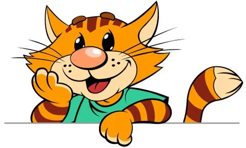 Cat above empty banner Stock Illustration