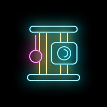 Cat activity tree scratching post neon icon Stock Illustration