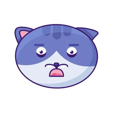 Cat afraid expression face funny emoji vector Stock Illustration