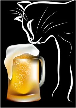 Cat and beer Stock Illustration