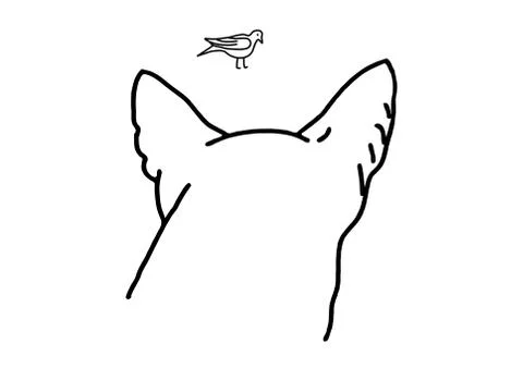 Cat and Bird Stock Illustration