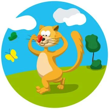 Cat and butterfly Stock Illustration