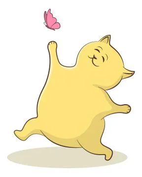 Cat and Butterfly Stock Illustration