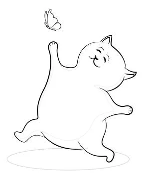 Cat and Butterfly Stock Illustration