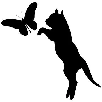 Cat and butterfly Stock Illustration