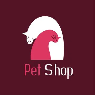 Cat and dog best friends, sign for pet shop logo Stock Illustration