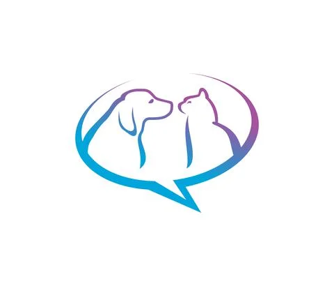 Cat and Dog for bubble chat logo sign Stock Illustration