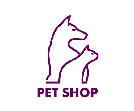 Cat and dog characters pet shop icon Stock Illustration