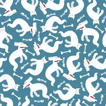 Cat and dog Ghost pattern seamless. pets spook cartoon background. Vector tex Illustrazione stock