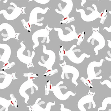 Cat and dog Ghost pattern seamless. pets spook cartoon background. Vector tex Illustrazione stock