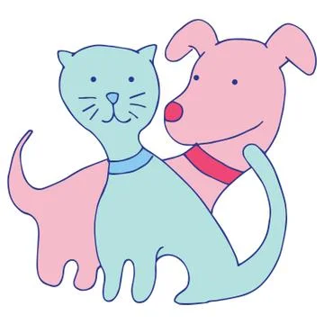 Cat and Dog Stock Illustration