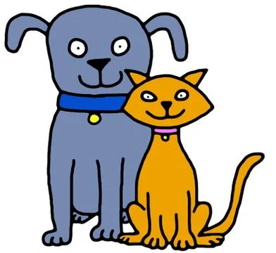 Cat and Dog Stock Illustration