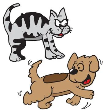 Cat and dog Stock Illustration