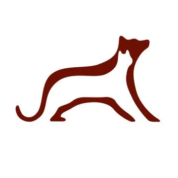 Cat and dog simple icon. Flat and plain color. Stock Illustration