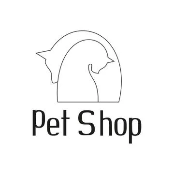 Cat and dog tender embrace, sign for pet shop logo Stock Illustration