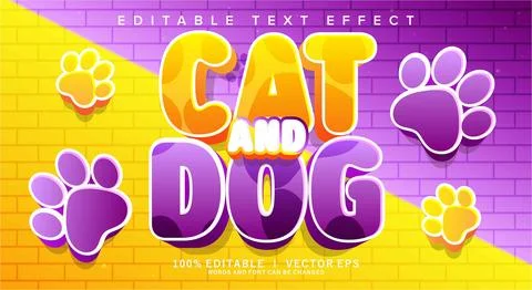 Cat and dog vector text effect with modern style design Stock Illustration
