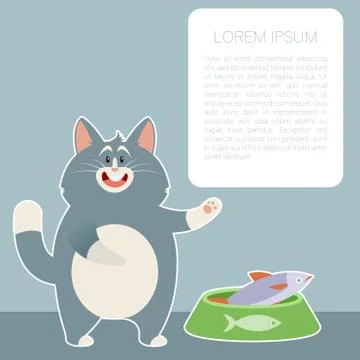 Cat and the Fish Banner2 Stock Illustration
