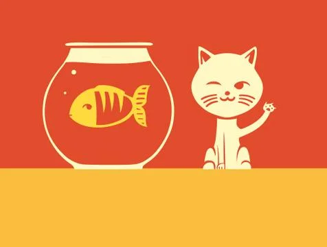 Cat and fish Stock Illustration