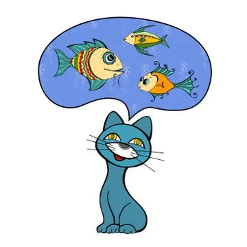 Cat and fish Stock Illustration