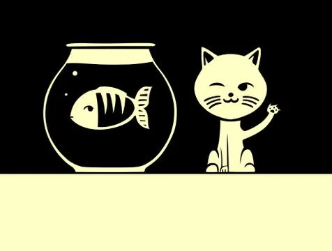 Cat and fish Stock-Illustration