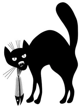 Cat and fish skeleton. Stock Illustration