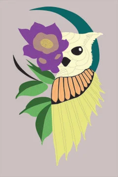 Cat and  flower Stockillustratie