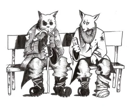 The Cat and the Fox Illustrazione stock