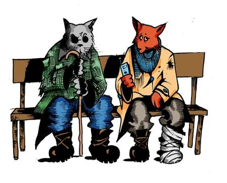 The Cat and the Fox Illustrazione stock