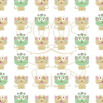 Cat and frog mix pattern. Vector Stock Illustration