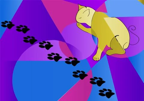 Cat and his traces Stock Illustration