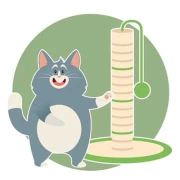 Cat and its Scratching Posts Stock Illustration